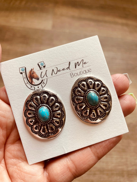 Turquoise McCord Concho Earrings
