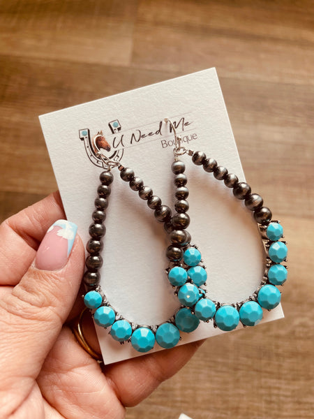 Crystal Turquoise Teardrop Earrings