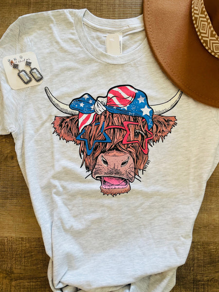 4th Of July Highland Cow Tee