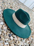 Wide Brim Felt Hat with Aztec Pattern Band