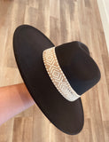 Wide Brim Felt Hat with Aztec Pattern Band