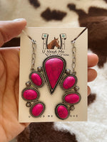 Fuchsia Pink Silvertone Necklace