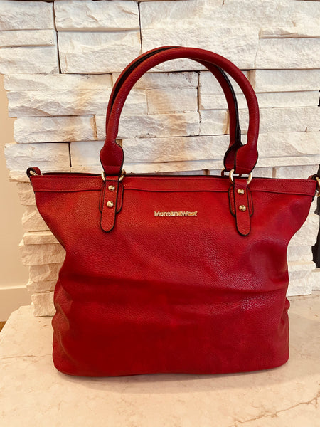 Red Wide Tote/Crossbody Bag - Montana West