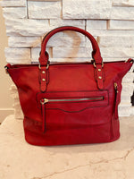 Red Wide Tote/Crossbody Bag - Montana West