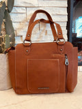 Brown Tooled Fringed Tote Bag - Montana West